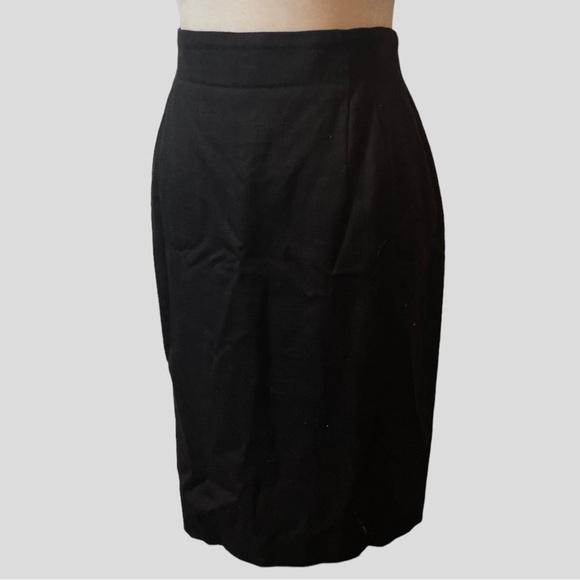Vintage Jones New York 8 Linen Blend Pencil Skirt Black High Waist Knee Length - Picture 7 of 7